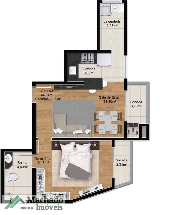 Apartamento, 1 quarto - Foto 2